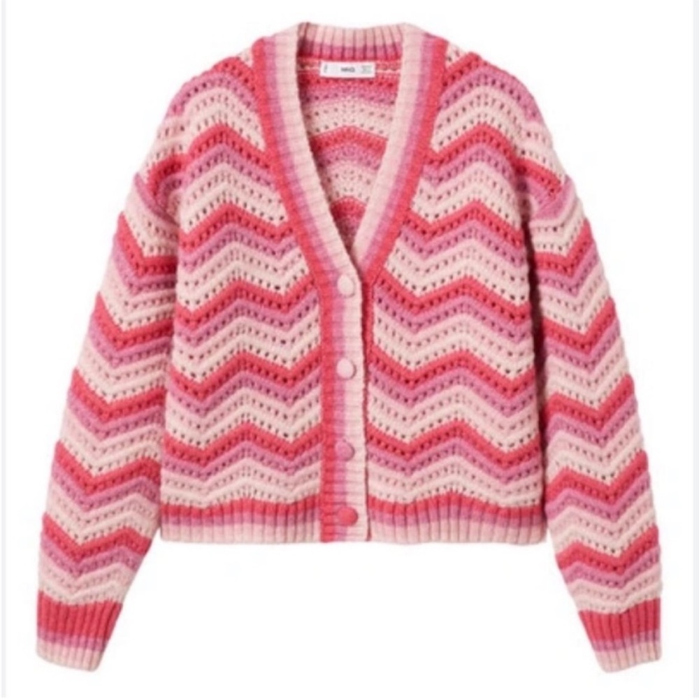 MANGO pink Chevron Knit Sweater